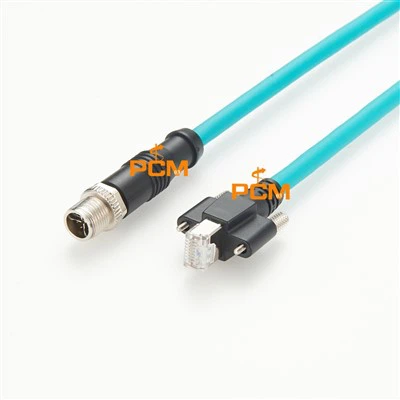 Screwable RJ45 rau M12 X-Code Gige Zov Khoom Cable