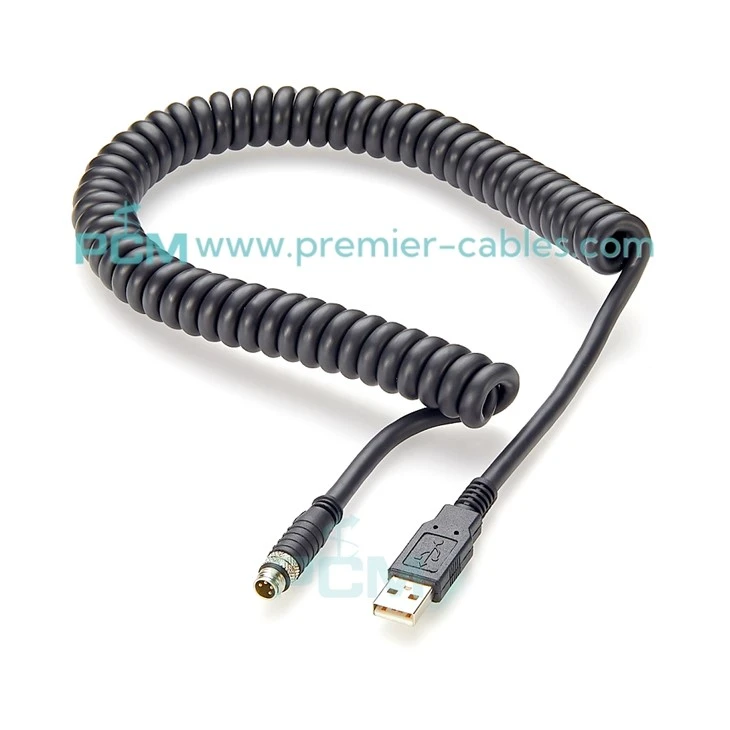 Waterproof USB rau M8 Sensor Actuator Adapter nrog coiled cable